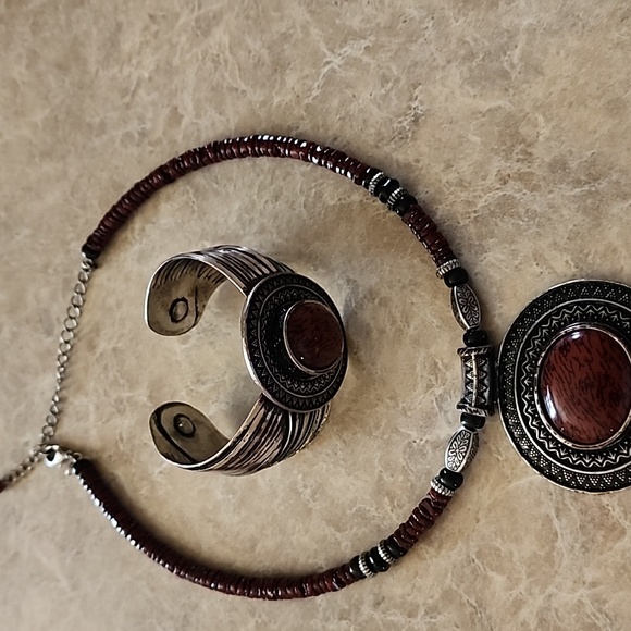 Premier Silver and Brown  Necklace & Braclet Set Like New! - Picture 7 of 7